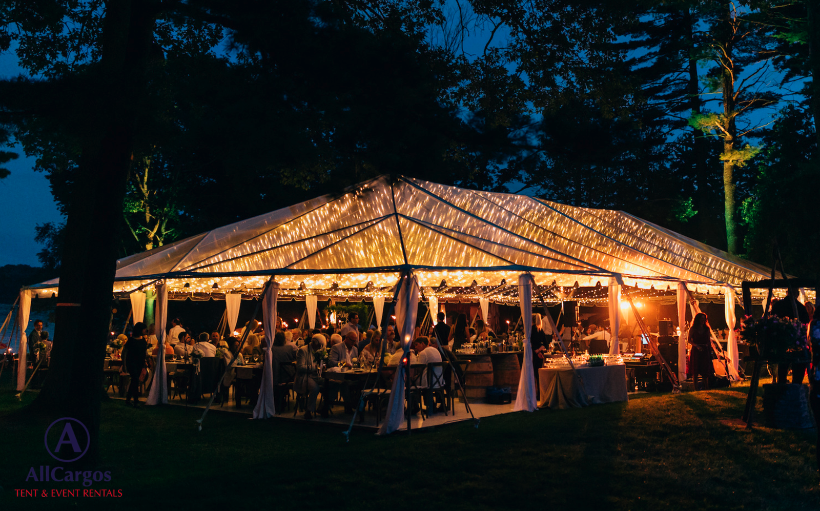 Large clear frame tent structure for a formal event