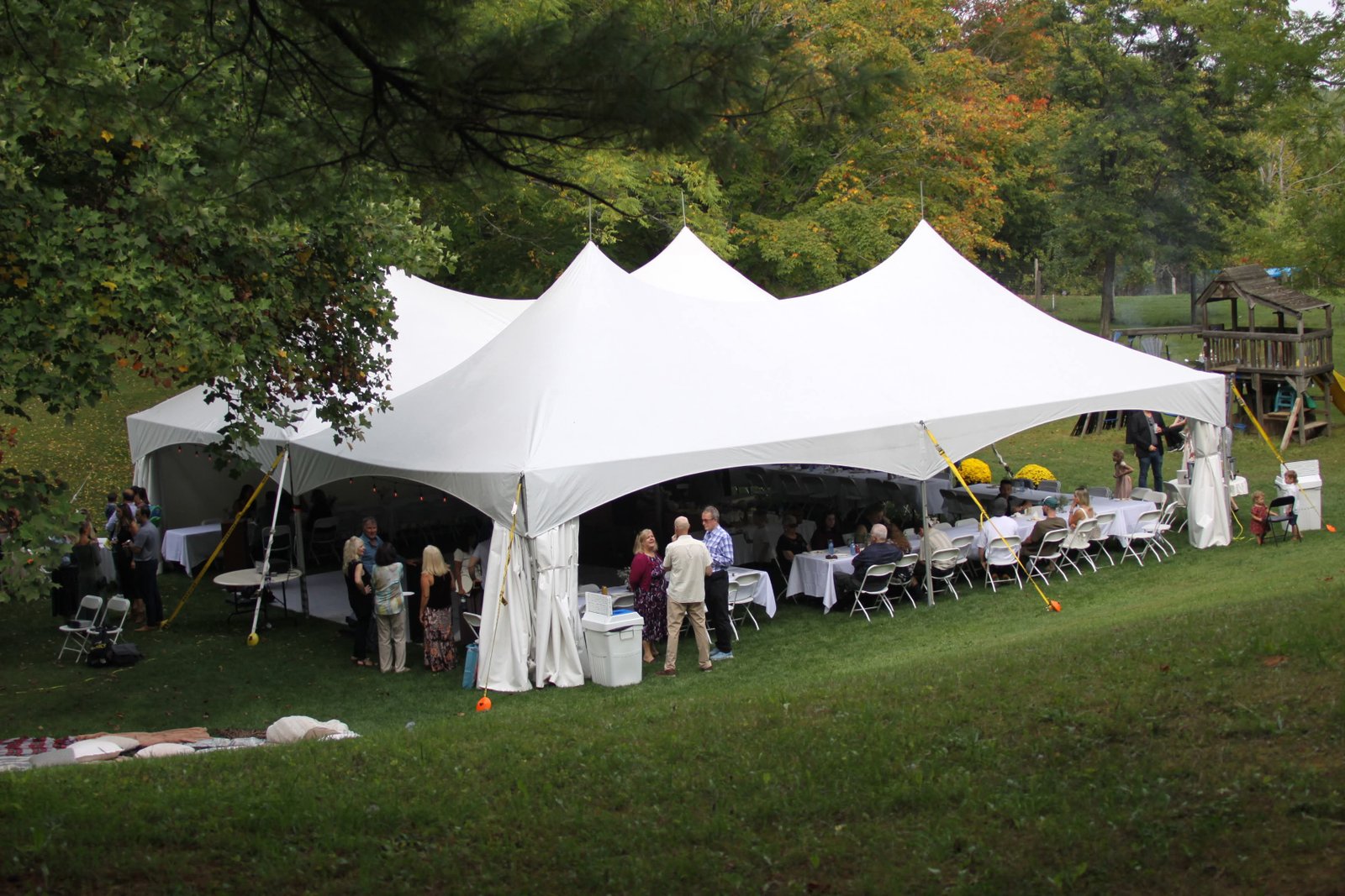 Elegant wedding tent setup by Brampton Event Rentals